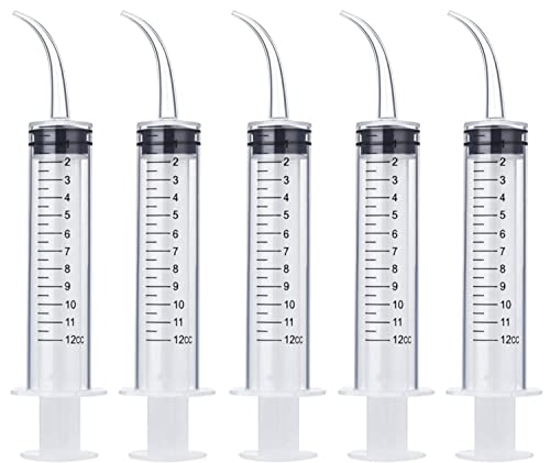 Wisdom Teeth Syringe, 5 Pack Irrigation Dental Syringes with Measure Scale & Curved Tip for Dental Care Liquid Oral Tonsil Stone - size: 5 Pack