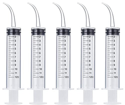Wisdom Teeth Syringe, 5 Pack Irrigation Dental Syringes with Measure Scale & Curved Tip for Dental Care Liquid Oral Tonsil Stone - size: 5 Pack