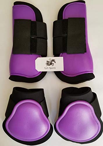 Horse Tendon & Fetlock Boots Jumping Leg Protection Boots Light Weight Support Open Front Brushing (Blue (Set of 4))