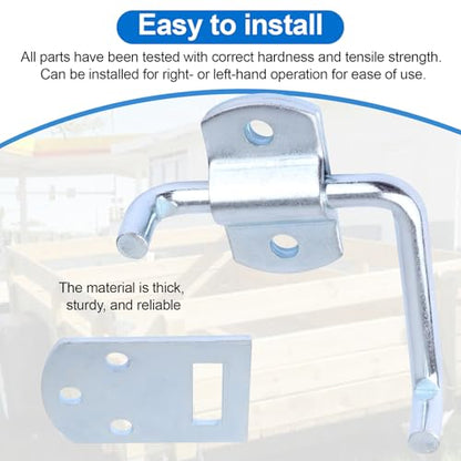 Stake Bed Latches Bracket Set, 2 Pack | Straight Side Gate Latch, For Utility Trailers, Stake Gates, Carports, Wooden Safety Racks, Trucks and Trailers, Heavy Duty