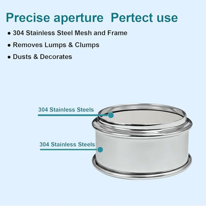 Full 304 Stainless Steel Mesh Sieve Screen, LVDALAB 80 Mesh (0.2mm) Aperture, 2.4inch(6CM) Dia Standard Sample Analysis Test Sieves Sifters Strainer for Industrial Laboratory Homes - size: 80 Mesh(0.2mm)/Ф2.4in(6CM)