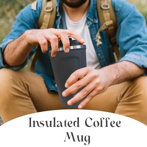 Insulated Travel Coffee Mug, Stainless Steel Coffee Cup with Leakproof Lid - color: 2nd-Dark blue, size: 17 Ounces