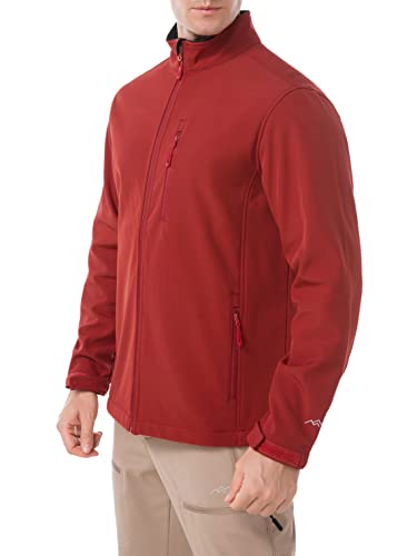 TRAILSIDE SUPPLY CO. Men's Softshell Jacket Fleece Lined Windbreaker,Lightweight Water Resistant Winter Coat - color: Red Jasper (022), size: Medium