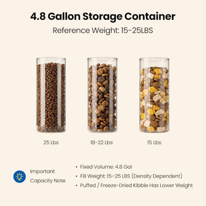 Dog Food Storage Container 15-25lbs, Airtight Pet Food Bin with Locking Lid & Clear Window, Collapsible Rolling Storage Container with Wheels & Scoop, Black - color: Black-M
