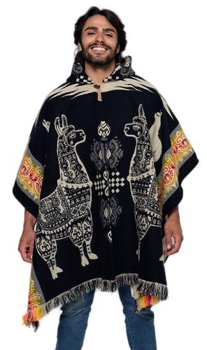Alpaca Land, Handmade Ecuadorean Alpaca Wool Ponchos - color: Dark Blue Alpaca