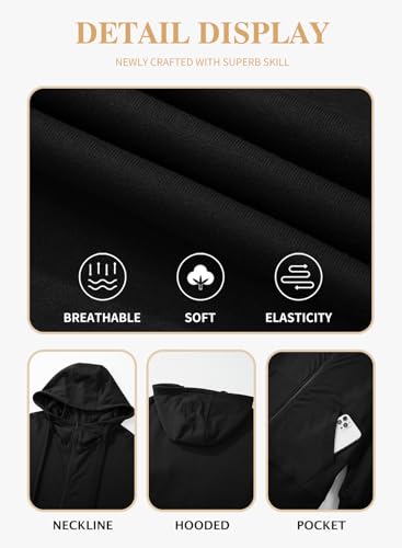 Eytino Women Plus Size Zip Up Hoodie Long Sleeve Oversized Sweatshirts - color: Black, size: 2X