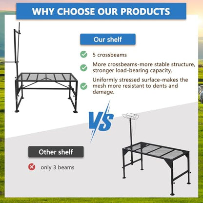 600 LBs Goat Stand with Feed Bin, Goat Milking Stand for Sheep Trimming and Milking, Hoof Trimming Stand Adjustable Size, with Feeder, Iron Black - color: Black, size: L - 47 inch