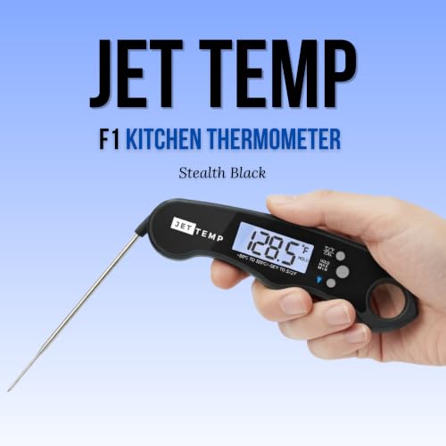 F1 Digital Meat Thermometer - Fast, Accurate, Waterproof - Great for Cooking, Grilling, Baking, Frying - color: Stealth Black