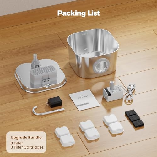 Cat Water Fountain Stainless Steel: Pet Fountains for Cats/Dog Indoor 74oz