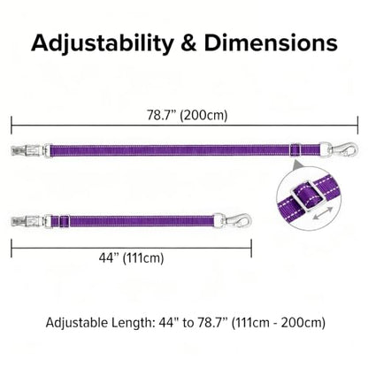 2 Pack Cross Ties for Horses, Heavy Duty Reflective Adjustable Trailer Tether (44"-78.7") with Panic & Bull Snap, 360° Anti-Tangle Barn Grooming Equipment (Purple) - color: Purple