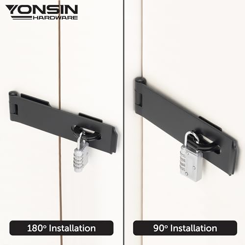 7-1/2" Door Padlock Safety Hasp Latch Heavy Duty, Door Hasp Clasp Lock Gate Shed Hasp Latch Lock for Door Window Fence Gate Barn, 304 Stainless Steel, Thickness 1/8”, Black, 1 Pack - size: 7-1/2 Inch