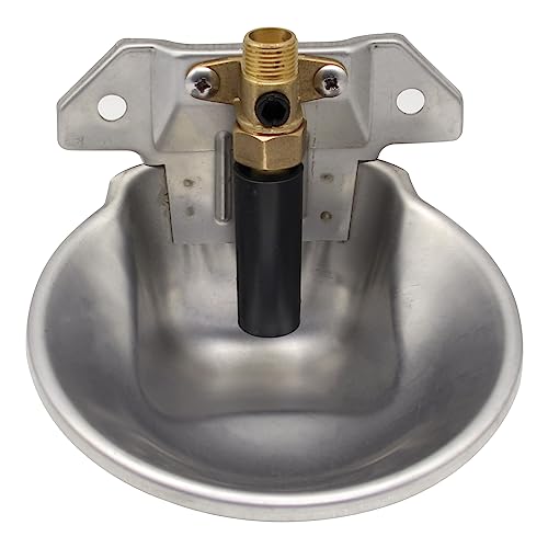 Automatic Goat Sheep Waterer Bowl with Copper Touch Valve,Stainless Steel - color: SILVER