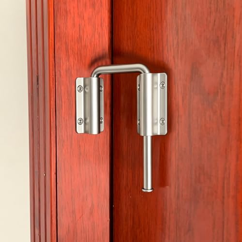2.36in Sliding Door Latch, 90/180 Degree Barn Door Lock | Security latch for sliding glass, patio screen, and RV door. Heavy-duty metal. Easy install. Silver finish. 1 pack. - color: silvery 1 pcs