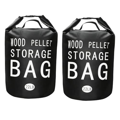 Wood Pellet Storage Containers 22LBWaterproof Charcoal Airtight Storage Bin-Smoker Pellet Storage Bin w/Label Pocket & Buckle Seal & Dual Handles Pellet Containers for Grill Outdoor(2-Pack)