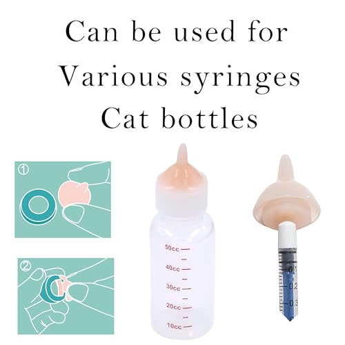 Doggiema Feeding Nipple and Syringes for Puppy Kitten, Nipples Feeder Kit | for neonatal kittens, kitten bottle feeding kit,kitten nursing kit,syringe for feeding, nipples for feeding