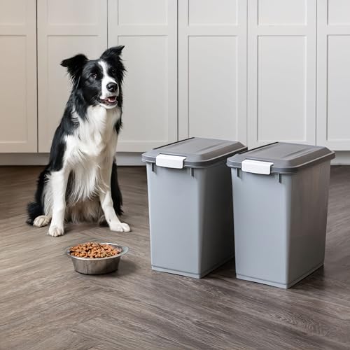 IRIS USA Dog Food Storage Container, 2-Pack, Up to 30 lbs, Gray/Dark Gray - color: Dark Gray, size: 30 lbs - 2 Pack