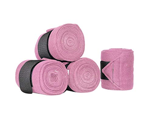 Derby Originals Set of 4 Super Soft Fleece Horse Polo Wraps with Velcro - color: Red
