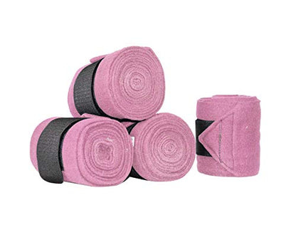 Derby Originals Set of 4 Super Soft Fleece Horse Polo Wraps with Velcro - color: Red