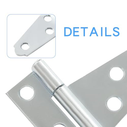 Murtenze 6Pack 2 Inch Silver T-Strap Shed Hinge - color: Silver, size: 2 Inch - 6Pack
