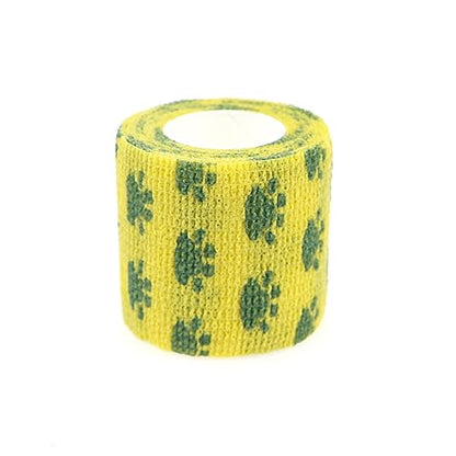 Self Adhesive Bandage Wrap Animal Cohesive Bandage Self Adherent Wrap First Aid Tape for Dogs Cats Horses Birds & Wrist Healing Ankle Sprain - color: 2 Inch Gourd Footprints 6 Rolls