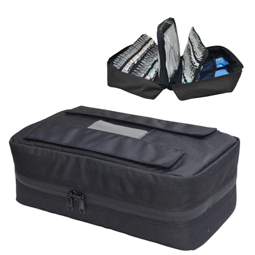 156-Slot Ampoule Case 1-10ml Medical Storage Organizer 12.6" EMT Bag Black | Padded Case Protects Fragile Vials During Transport; Clamshell Design Opens Flat for Quick Inventory and Easy Access