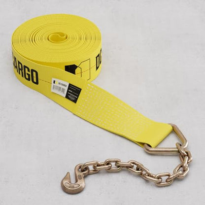 Two 4-in. X 30-Ft. Heavy-Duty Winch Straps with Chain End and Grab Hook, 16,200 Lbs. Break Strength | Chain TieDowns By DC Cargo Mall - size: 2-pack, style: Grab Hook