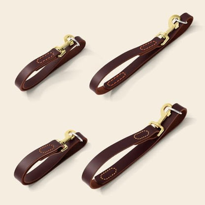 Leather Dog Leash, Strong Traffic Pet Short Lead & Heavy Duty Metal Hook for Training and Walking. (2.0ft L x 2.5cm W) - size: 2.0 ft L x 1.0 in W