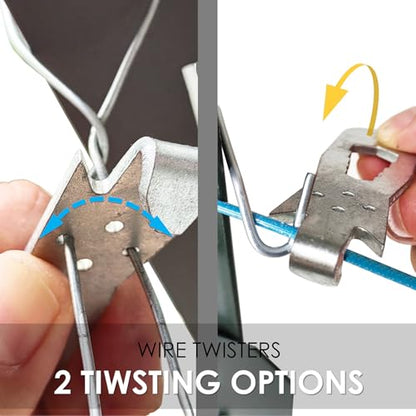 QMARK Fence Wire Twister Tool Set, Stainless Steel, 3.8 and 6.0 Inch, 2 Pcs | T-Post Clip Tool