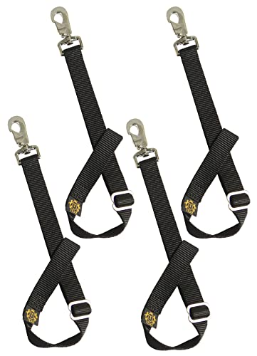 T TEKE Adjustable Heavy Duty Bucket Strap Hanger with Easy-on Hook (4 Pack), for Hay Nets, Buckets and Other Feeders - color: Black