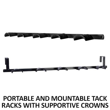 EASY-UP Coated Metal 5 Hook Rounded Tack Rack | Horse Tack Organizer for Barn & Equestrian Enthusiasts | Portable & Mountable with Supportive Crowns