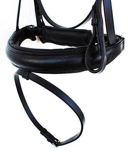 English Horse All Purpose Padded Leather Flash Bridle Reins Brass 803479 - color: Black, size: Full