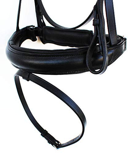 English Horse All Purpose Padded Leather Flash Bridle Reins Brass 803479 - color: Black, size: Full