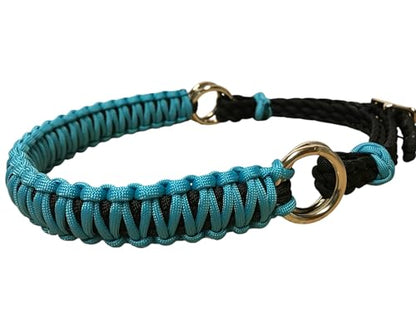 side pull hackamore bitless bridle attachment neon turquoise horse tack