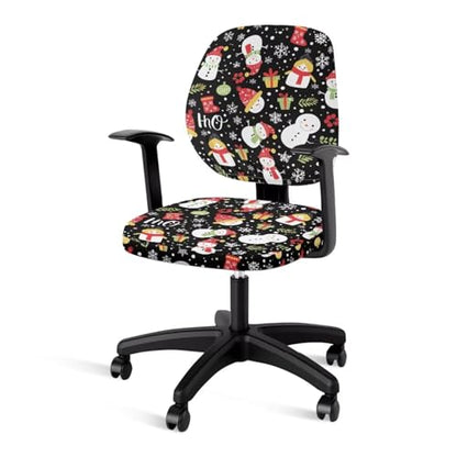 Christmas Snowman Office Chair Cover Stretchable Computer Desk Chair Seat Covers 2 Piece Waterproof Washable Swivel Chair Protective Slipcover for Wheelchairs Gaming Chairs - color: Christmas Snowman