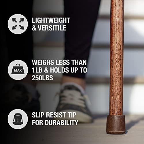 Brazos Handcrafted Wood Walking Cane, Twisted Oak, Traditional Style Handle, for Men & Women, Made in The USA, 37" - color: Red