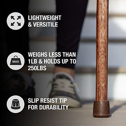 Brazos Handcrafted Wood Walking Cane, Twisted Oak, Traditional Style Handle, for Men & Women, Made in The USA, 37" - color: Red