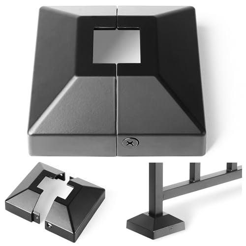 Hulave Split Post Cover, Fits 1x1 Post/3.5x3.5 Base, Indoor/Outdoor Iron Railing, Fence, Stair Base Decorative Skirt Covers (1Pack-Black) - color: Black, size: 1"x1"