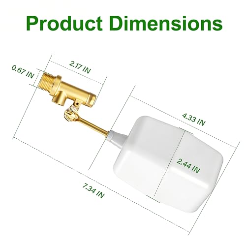 2PCS 3/8" Water Float Valve, with Brass Adjustable Arm, Automatic Fill and Water Level Control Valve, for onds, Fountains, Tanks & Aquariums