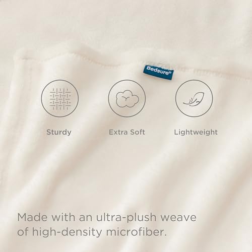 Bedsure Fleece Blankets King Size Cream - Bed Blanket Soft Lightweight Plush Cozy Fuzzy Luxury Microfiber, 108x90 inches - color: 01 - Cream, size: King (108" x 90")