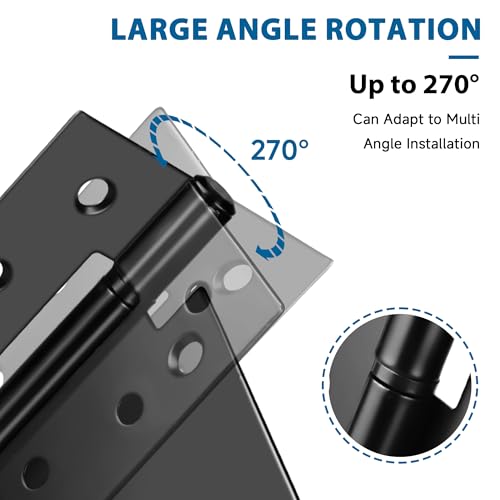 3.5 Inch Heavy Duty Gate Hinges, 2 Pack Black Iron Door Hinges | Solid Iron, Black Powder Coated; Rust and Corrosion Resistant; for Wooden Gates, Barn Doors, Shed, Fence; Screws Included