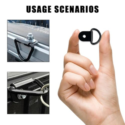 20PCS Small Steel D-Ring Tie Downs, Heavy Duty D Ring Tie Downs Strap Anchor Lashing Rings, Steel Tie-Down Hooks for Loads on Case Truck Cargo Trailers RV Boats, Car Accessories (Black) - color: Black, 20pcs