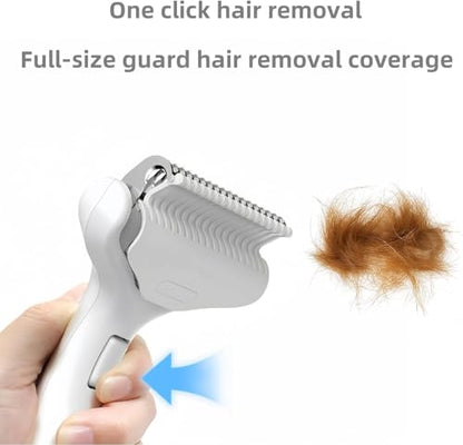 Undercoat Rake for Dogs & Cats, 3-in-1 Skin-Friendly Pet Fur Brush with One-Click Self-Clean Button, Deshedding Dog Brush for Long haired Pets, Cat Comb Removes Matted Fur & Loose Hair (Light-Green) - color: Light-Green
