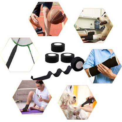 BQTQ 168 Rolls Elastic Adhesive Tape 1 Inch Self Adherent Bandages(Black) - color: Black, size: 1 Inch