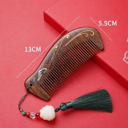 Handmade wooden hair comb, natural sandalwood comb, anti-static wooden combs, with sandalwood fragrance, good for hair growth, suitable for ladies and girls. (moon comb) - color: moon comb
