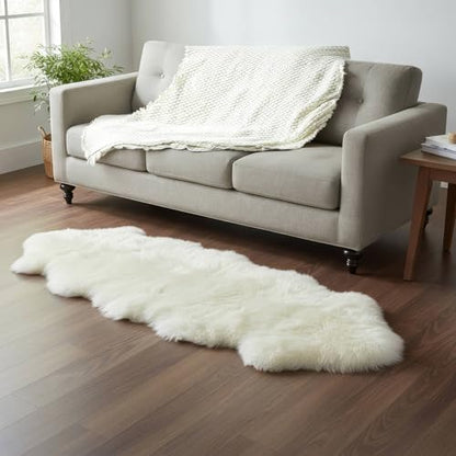 Premium Sheepskin Rug 2X6 Runner for Bedside- Fluffy Throw & Chair Cover - color: Natural (Yellow Undertones), size: 2' x 6' (Natural)