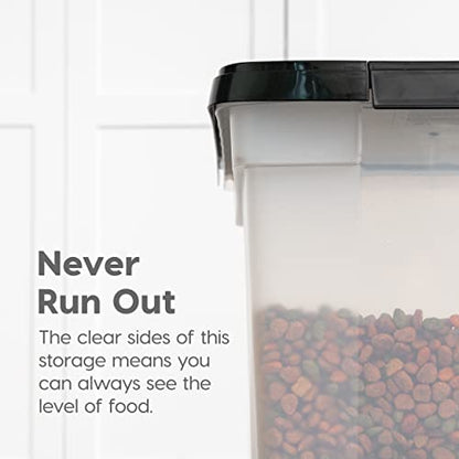 IRIS USA Dog Food Storage Container, Up to 25 lbs, Black, Made in USA - color: Black, size: 25 lbs