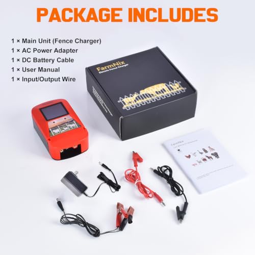 12KV Electric Fence Charger, 15 Miles 3 Joules Electric Fence Kit - color: Red