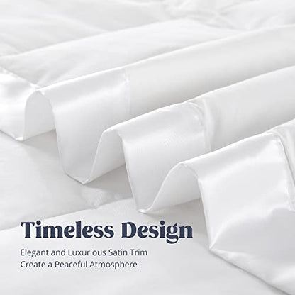 puredown® Blankets Queen Size - Soft Lightweight Down Blanket for Bed, Cozy Warm Luxury Bed Blanket with Satin Trim, White (90"X90") - color: 01 White, size: Full/Queen