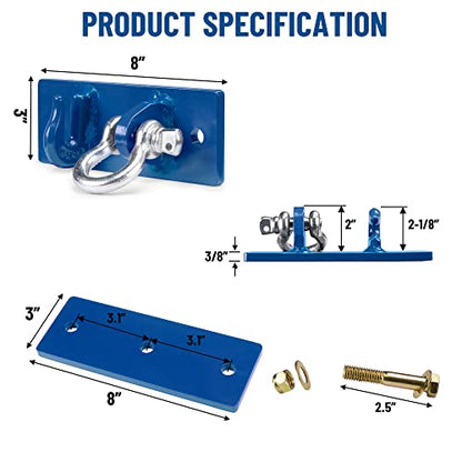 Tractor Bucket Hooks, Bolt On Clevis Mount with 1/2” Shackle, 5/16”Grab Hooks G70 Steel, Shackles Mount with Backer Plate, Heavy Duty Tow Hook for SUV RV UTV Tractors Bucket(Blue) - color: Blue