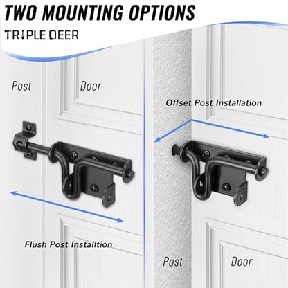 Slide Bolt Gate Latch, Heavy Duty Slide Latches with Padlock Hole, 1 Pack | Extra Security Slide Bolt Hardware for Wooden Fence/Yard Fence/Shed Door/Barn Door, Black Powder Coated